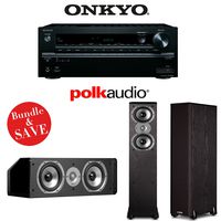 Onkyo TX-NR646 7.2-Channel Network A/V Home Theater Receiver + (1) Pair of Polk Audio TSi 300 Floorstanding Loudspeakers + (1) Polk Audio CS10 Center Channel Loudspeaker