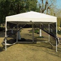 VIVOHOME 210D Oxford Outdoor Easy Pop Up Canopy Screen Party Tent with Mesh Side Walls Beige 10 x 10 ft