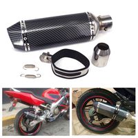 JFG RACING Slip On Exhaust Universal 1.5-2" Inlet Muffler With Removable DB Killer For Street Bike Motorcycle Scooter - Carbon Fiber Color