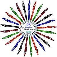 "Thank You" Greeting Gift Stylus Pens For TouchScreen Devices - 2 in 1 Multifunction Pen - Compatible With Tablets, iPads, iPhones 25 pack