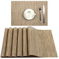 U'Artlines Placemat, Crossweave Woven Vinyl Non-Slip Insulation Placemat Washable Table Mats Set (6pcs placemats, B Beige)