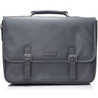 Alpine Swiss Genuine Leather 15.6" Laptop Briefcase Flap Over Messenger Bag GRY