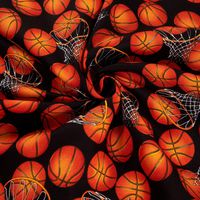 Timeless Treasures Basketballs, Black/Orange