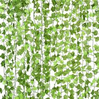 DearHouse 12 Strands Artificial Ivy Leaf Plants Vine Hanging Garland Fake Foliage Flowers Home Kitchen Garden Office Wedding Wall Decor, 91 Feet