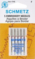 Euro-Notions Embroidery Machine Needles, Size 11/75, 5/pkg