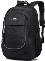 School Backpack For College Travel Hiking Fit Laptop Up to 15.6 Inch Water Resistant (Black)