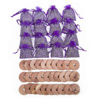 Pack of 46 Cedar Blocks and Lavender Flower Sachets Craft Bag, Drawer Freshener, Linen, Shower Favor, Wedding Gift, Closet, Laundry, Spa and More