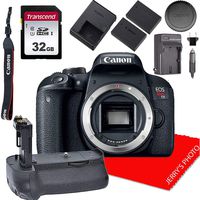 Canon EOS Rebel T7i DSLR Camera DSLR Camera Body + Power Grip + 32GB Memory Bundle (8pcs)