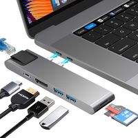 USB C Hub Adapter, 7 in 2 Multi-Port Dongle w/ 4K HDMI, Ethernet, USB-C Thunderbolt 3, SD/Micro Card Reader, USB 3.0 - Compatible with MacBook Pro 2016-2019 and MacBook Air 2018-2019