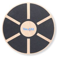 Yes4All Wooden Wobble Balance Board - Exercise Balance Stability Trainer 15.75 inch Diameter - Black - ²DB6FZ
