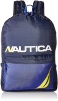 Nautica Men's Horizontal Zip Polyester Backpack With Padded Laptop Sleeve, Blue, One Size