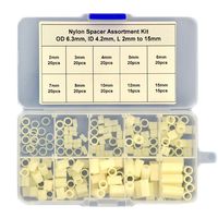 Electronics-Salon Nylon Round Spacer Assortment Kit. OD 6.3mm, ID 4.2mm, L 2 to 15mm, for M4 Screws. Length 2mm 3mm 4mm 5mm 6mm 7mm 8mm 10mm 12mm 15mm, Nylon PA66 Plastic Standoff.