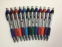 12 Lot Misprint Ink Pens with Soft Tip Stylus for Touch Screen, Asst Reg Barrel