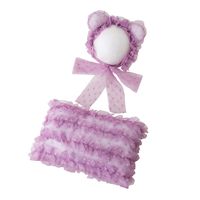 Newborn Baby Photography Props Boys Girls Mesh Fox Hat with Professional Posing Aid Positioner Sets (Purple)
