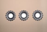 All American Collection New Seperated 3 Piece Decorative Mirror Set, Wall Accent Display (Silver Crown)
