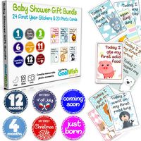 Baby Monthly Stickers | Premium Pack of 44 Items | 24 Baby Milestone Stickers and 20 Baby Milestone Cards