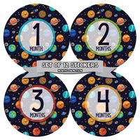 Baby Monthly Stickers - Monthly Milestone Stickers - Baby Month Stickers for Boy - Outerspace Planets
