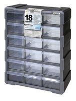 Quantum Storage Systems PDC-18BK Clear Plastic Drawer Cabinet, 18 Drawers
