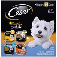 CESAR Soft Wet Dog Food HOME DELIGHTS & Classic Loaf in Sauce Breakfast & Dinner Variety Pack, (24) 3.5 oz. Easy Peel Trays