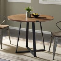 WE Furniture Dining Table, 40", English Oak/Black