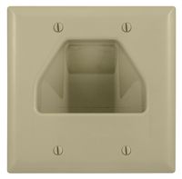 Bryant Electric NSAV2I 2-Gang Box Mount Recessed TV Connection Outlet Plate, with Cable Pass-Thru, Nylon Wallplate, Ivory