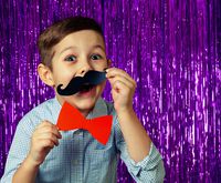 Purple Foil Fringe Tinsel 3 x 8 Feet Violet Metallic Curtain Pack of 1 Photo Booth Props Backdrop for Halloween Birthday Baby Shower Engagement Party Supplies