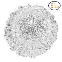 Fantastic:) Round 13 Inch Plastic Charger Plates with Eletroplating Finish (6, Reef Silver)