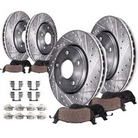 Detroit Axle - 320mm FRONT & REAR DRILLED and SLOTTED Brake Kit Rotors & Ceramic Brake Kit Pads w/Hardware fits Infiniti EX35 G25 G35 G37 G45 M35 M45 & Nissan 350Z 370Z