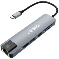 Updated Version USB C Hub, YEMO 6-in-1 Type C Hub with Ethernet, 2 USB 3.0 Port,4K HDMI,SD/TF Card Port,Compatible for MacBook/Pro/Air 2016/2017/2018 and More USB C Devices