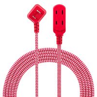 Philips 3 Outlet Extension Cord, 8 Ft Long Cord, Designer Braided Extension Cord, Polarized Outlets, Flat Plug, Perfect for Holiday/Christmas Indoor Lighting, Red/White, SPC1030RB/27