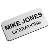 Custom Engraved Name Tag Badges - Personalized Identification with Pin or Magnetic Backing, 1.5 Inches x 3 Inches, Silver/Black