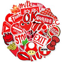 Cute Stickers 50 PCS, Stickers for Teens,Girls,Kids,Adults - Stickers for Waterbottles,Laptop,Phone,Hydro Flask Travel Vinyl Stickers Waterproof (Red Series)