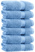 White Classic Luxury Hand Towels | Cotton Hotel spa Bathroom Towel | 16x30 | 6 Pack | Light Blue