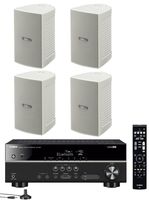 Yamaha 5.1-Channel Wireless Bluetooth 4K A/V Home Theater Receiver + Yamaha Natural Sound High performance 2-Way Indoor/Outdoor Weatherproof Speakers (Set Of 4)