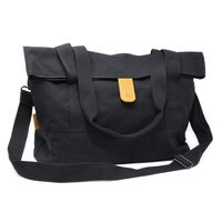 Amber & Ash Everyday Foldover Tote - Water Resistant, Expandable Laptop Bag for School, College, and Work - Travel Friendly with Messenger Strap and Trolley Sleeve - Fits 13-inch Laptop [Black]