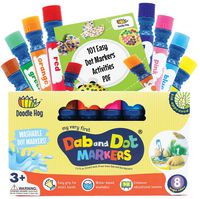 Washable 8 Colors Dot Markers Pack Set. Fun Art Supplies for Kids, Toddlers and Preschoolers. Non Toxic Arts and Crafts Supplies. Includes 200 Plus Fun Downloadable Coloring PDF Sheets (8 Pack)