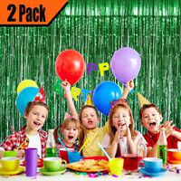 GIFTEXPRESS 2-Pack Green Foil Fringe Curtain (2, Green) Party Backdrop/Party Photo Booth Backdrop/Green Fringe Backdrop