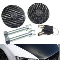 Mega Racer Universal 100% Carbon Fiber Front Hood Latch Pin Key Locking Kit Black Racing Sport Mount Bonnet Nismo Auto Sedan Coupe