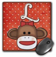 3dRose LLC 8 X 8 X 0.25 Inches Cute Sock Monkey Girl initial Letter L Mouse Pad (mp_102815_1)