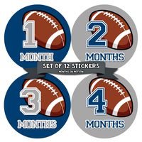 Months in Motion Baby Month Stickers for Boy - Monthly Milestone Sticker for Boy - 12 Monthly Milestone Stickers - Baby Monthly Stickers for Infant First Year - Football Sports (Style 1001)