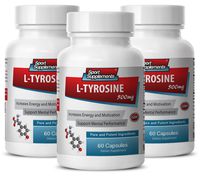 Mood up Stress Down Pills - L-TYROSINE 500MG - Vitamin B6 - Pure and Potent - tyrosine Source Naturals - 3 Bottles (180 Capsules)