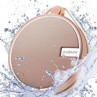INSMY Portable IPX7 Waterproof Bluetooth Speaker, Wireless Outdoor Speaker Shower Speaker, with HD Sound, Support TF Card, Suction Cup, 12H Playtime, for Kayaking, Boating, Hiking (Cashmere Pink)