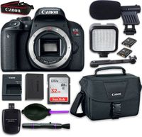 Canon EOS Rebel T7i DSLR Camera Body with LED Light + Microphone + Accessory Bundle