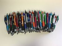 100 Lot Misprint Ink Pens with Soft Tip Stylus for Touch Screen, Assorted Barrel
