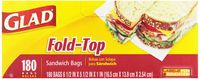 Glad Sandwich Bags, Fold Top, 180 bags