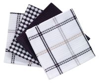 T-fal Textiles Cotton Flat Waffle Dish Cloth, Highly Absorbent, Machine Washable, 12" x 13", Neutral, 4-Pack