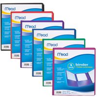 Mead 1 Inch 3 Ring Binders, Tri-Fold, 3 Pockets, Assorted Colors, 6 Pack (73191)