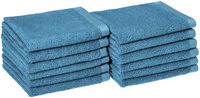 AmazonBasics Quick-Dry Bathroom Washcloth, 100% Cotton, Set of 12, Lake Blue