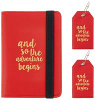 Casmonal Passport Holder Cover Wallet RFID Blocking Leather Card Case Travel Document Organizer(Napa Red Classic with 2 Tags)