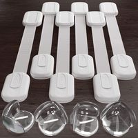 Multipurpose Baby Safety Cabinet Lock Latch Kit - 6 PACK Adjustable Locks + 4 Corner Guards Set - Cupboard Lock Child Safety - Durable Baby Proofing Drawer Locks - Oven Fridge Toilet Seat Kids Proof